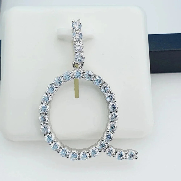 "925 Sterling Silver Cubic Zirconia Initial Pendant, UU1P6A6183 - Picture 4 of 9